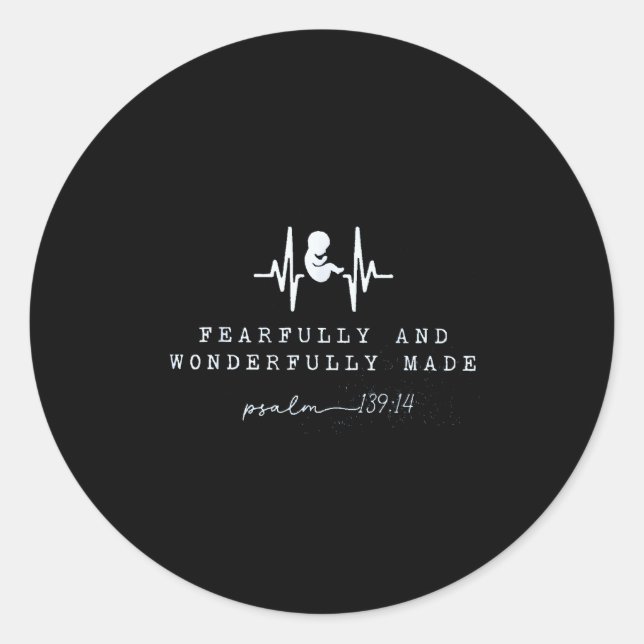 Baby Announcement Fearfully And Wonderfully Made,  Classic Round Sticker (Front)