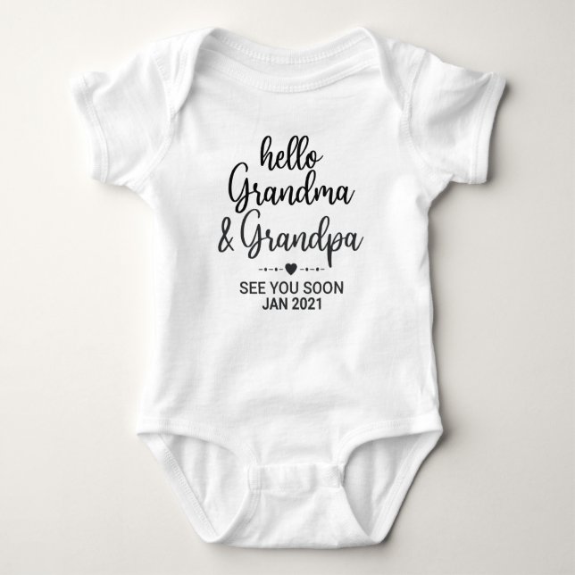 Baby Announcement for Grandparent, Hello Grandma Bodysuit (Front)