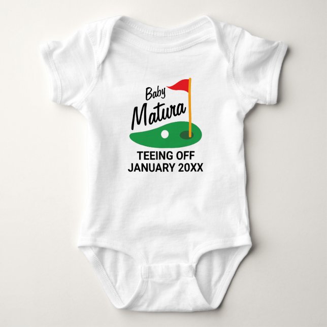 Baby Announcement Golf Theme Personalised Baby Bodysuit (Front)