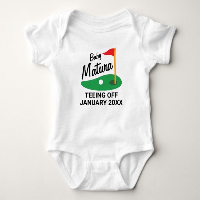Baby Announcement Golf Theme Personalised Bodysuit (Front)