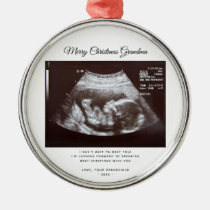 Baby Announcement Grandma Christmas Holiday Metal Ornament