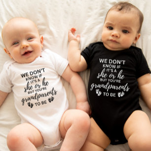 Baby Announcement He or She Grandma Grandad  Bodysuit