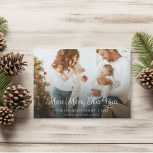 Baby Announcement More Merry This Christmas Card