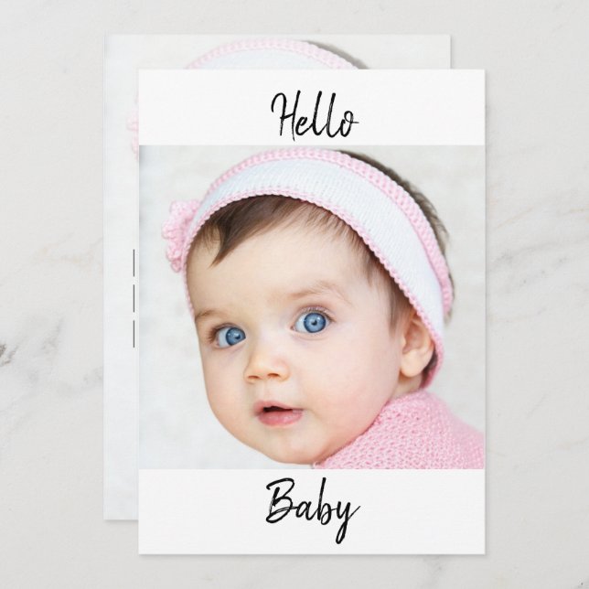 Baby Announcement Photo x2  Modern Chic (Front/Back)