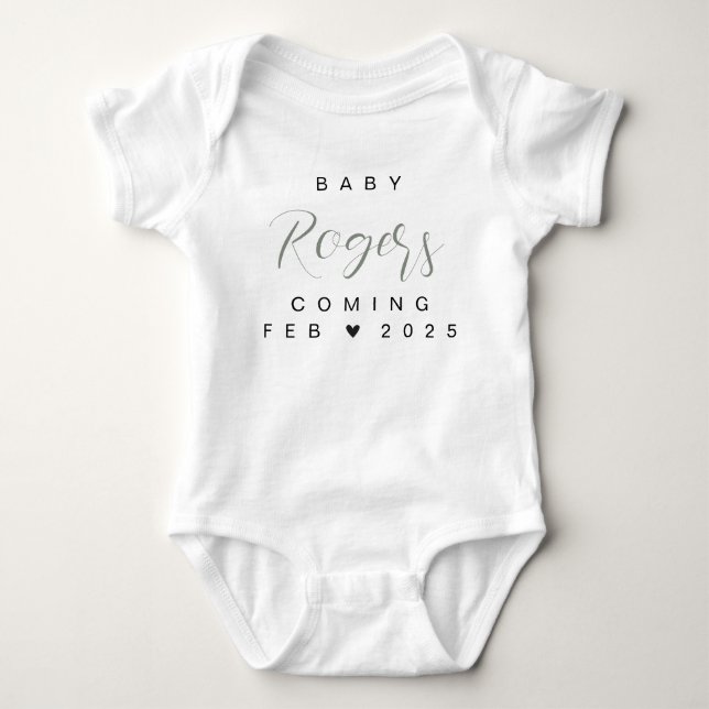 Baby Announcement Reveal Name Surname Family 2025 Bodysuit (Front)