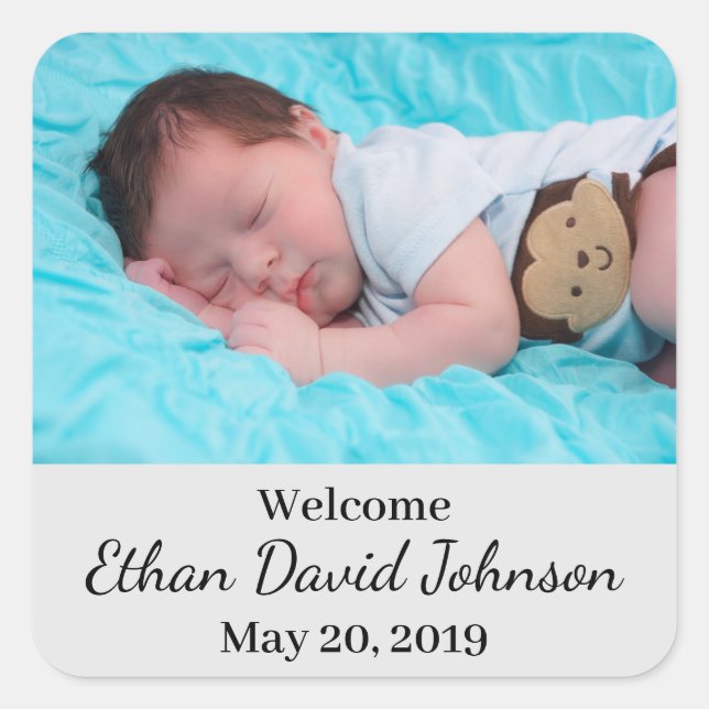 Baby Announcement Square Sticker (Front)