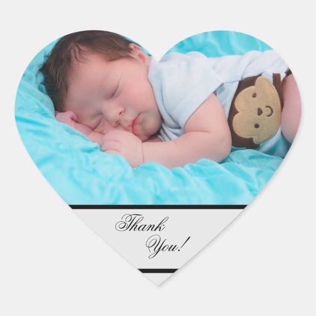 Baby Announcement Thank You Heart Sticker (Front)