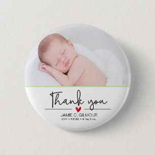 Baby Announcement, Thank you, Script 6 Cm Round Badge