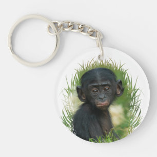 Baby Ape In the Grass Key Ring