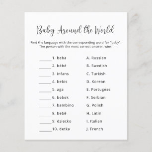 Baby Around the world - Baby Shower Game