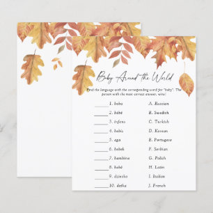 Baby around the world Baby Shower Game - Leaves