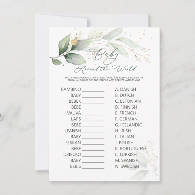 Baby Around the World Game Green & Gold Foliage (Front)