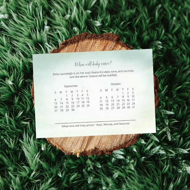 Baby Arrival Prediction Elegant Green White Rose (Creator Uploaded)