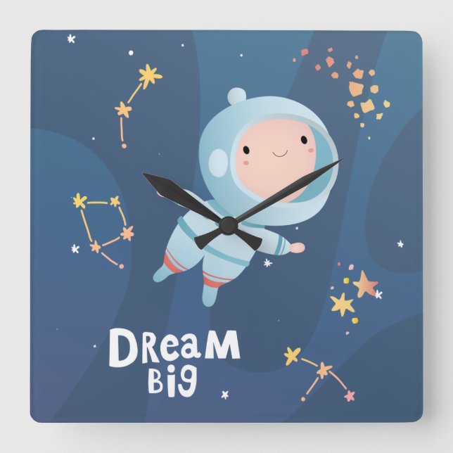 Baby Astronaut (boy) Dream Big Acrylic Wall Clock (Front)