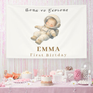 Baby Astronaut First Birthday Party Banner