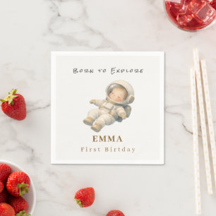 Baby Astronaut First Birthday Party Napkins