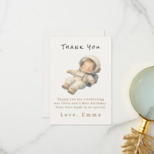 Baby Astronaut First Birthday Thank You Card