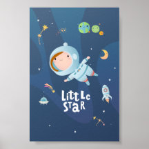 Baby Astronaut (girl) Little Star Poster