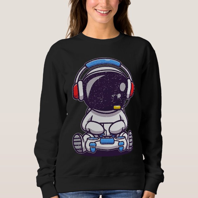 Baby Astronaut Playing Video Games Sweatshirt (Front)