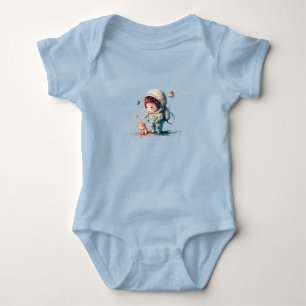 Baby astronaut with cat bodysuit