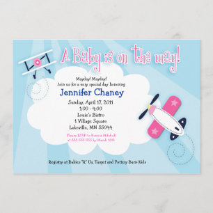 BABY AVIATOR Aeroplane 5x7 Baby Shower Invitation