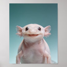 Baby Axolotl Portrait – Cute Nursery Animal Wall A