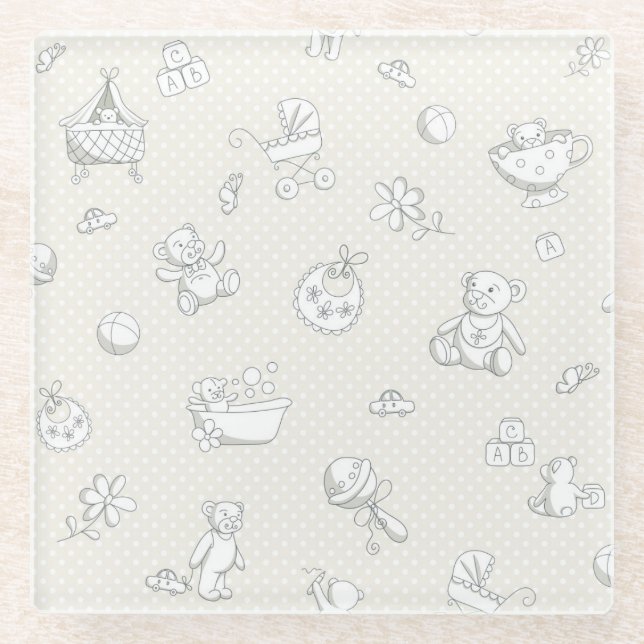 Baby background glass coaster (Front)