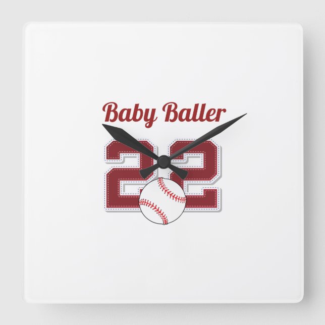 Baby baller baseball wall clock for baby nursery. (Front)