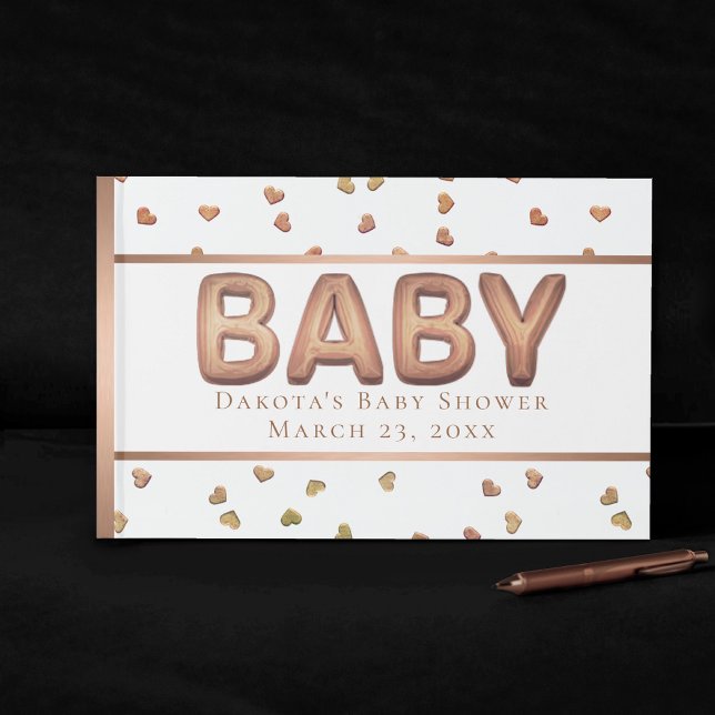 Baby Balloon | Elegant Rose Gold Baby Shower Guest Book (Creator Uploaded)