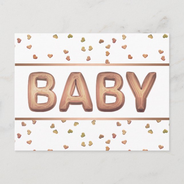 Baby Balloon | Elegant Rose Gold Baby Shower Postcard (Front)