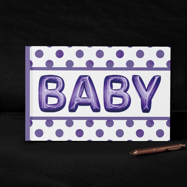 Baby Balloon | Royal Violet Purple Baby Shower Guest Book (Creator Uploaded)