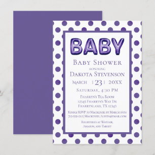 Baby Balloon   Royal Violet Purple Baby Shower Invitation