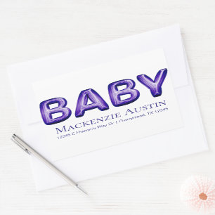 Baby Balloon Royal Violet Purple Baby Shower Rectangular Sticker