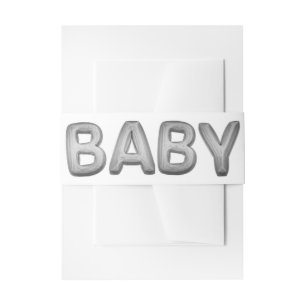 Baby Balloon   Unisex Silver Shower or Reveal Invitation Belly Band