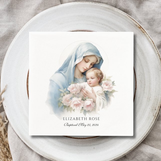 Baby Baptism Christening Mary and Jesus Napkin (Creator Uploaded)
