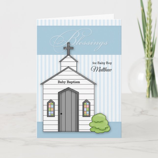 Baby Baptism in Blue for Boys with Chapel Card (Front)