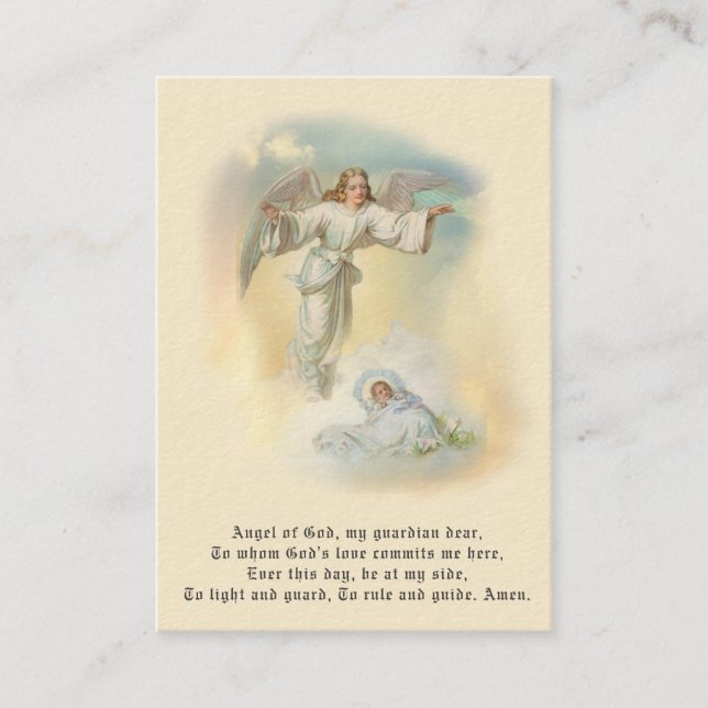 Baby Baptismal Remembrance  Angel Prayer Holy Card (Front)