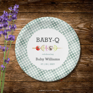 Baby Barbecue Couple Baby Shower Paper Plate