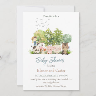 Baby Barn Animals Coed Baby Shower Invitation