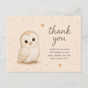 Baby Barn Owl Baby Shower Thank You Postcard
