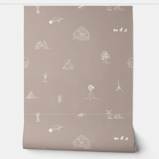 Baby Barnyard Minimalist Wallpaper