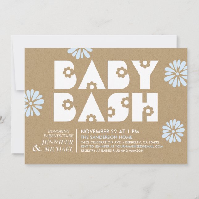 Baby Bash | Baby Shower Invitations Kraft Paper v3 (Front)