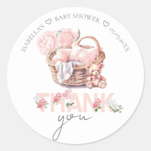 Baby Basket Personalised Thank you Baby Shower Classic Round Sticker