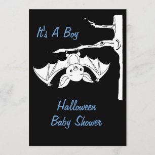 Baby Bat Halloween Baby Shower Invitation Cards
