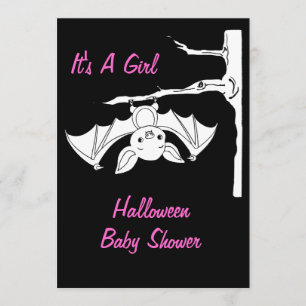 Baby Bat Halloween Baby Shower Invitation Cards