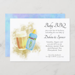 Baby BBQ and Beer   Summer Outdoor Shower Theme Invitation