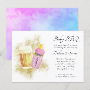 Baby BBQ and Beer   Summer Outdoor Shower Theme Invitation