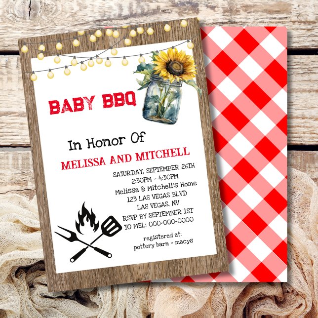 Baby BBQ Couples Baby Shower Theme Invitation (Creator Uploaded)