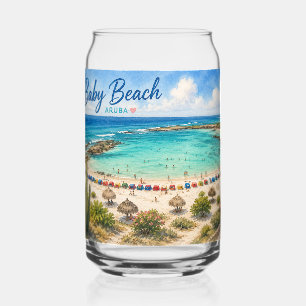 Baby Beach Aruba Caribbean Travel souvenir Can Glass