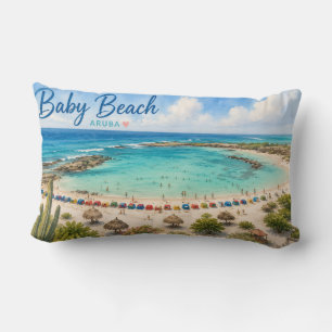 Baby Beach Aruba Caribbean Travel souvenir Lumbar Cushion